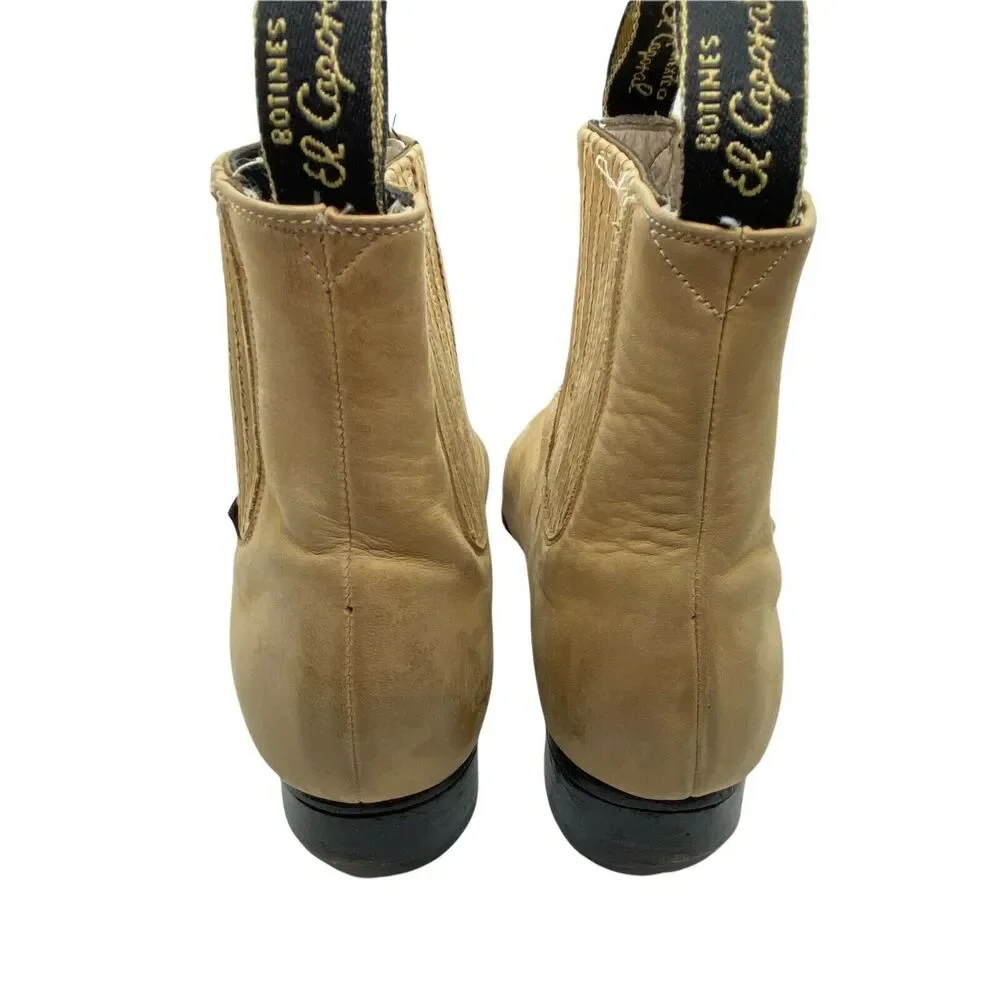 El Caporal Boots Dapper Men's Tan/Yellow Almond Toe Pull On Suede size M8 W10